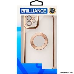 Brilliance LUX For iPhone 14 Pro Max CD Pattern Plating Case + Lens Film Gold
