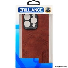 Brilliance LUX For iPhone 13 Eye Protection Four-Pack Edge Leather Case Brown