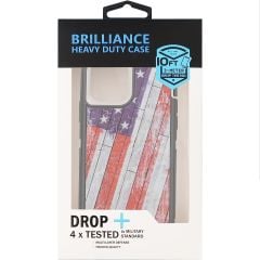 Brilliance HEAVY DUTY iPhone 12 / iPhone 12 Pro Camo Series Case Wooden American Flag