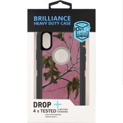 Brilliance HEAVY DUTY iPhone X / XS Camo Series Case with Circle Hole Pink and White