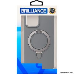 Brilliance LUX For iPhone 14 Plus Real liquid Silicona Case with Metal Magnetic Holder Gray