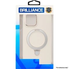 Brilliance LUX For iPhone 14 Plus Real liquid Silicona Case with Metal Magnetic Holder White