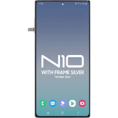 Samsung Note 10 LCD With Touch + Frame After Market OLED Aura Glow/ Silver (Smaller Size)