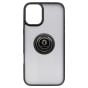 Brilliance LUX iPhone 16 Plus Hybrid Shell Anti-shock Ring Kickstand TPU Matte Case Black+Black