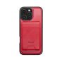 TRUSMI iPhone 16 Pro Magnetic Cowhide Leather Case with Card Slot Wallet Red