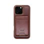 TRUSMI iPhone 15 Plus Magnetic Cowhide Leather Case with Card Slot Wallet Dark Brown