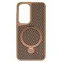 Brilliance LUX iPhone S25 360° Rotating Magnetic Metal Bracket Carbon Fiber Pattern Matte PC+TPU Phone case Gold