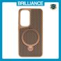 Brilliance LUX iPhone S25 360° Rotating Magnetic Metal Bracket Carbon Fiber Pattern Matte PC+TPU Phone case Gold