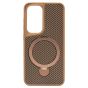 Brilliance LUX iPhone S24 360° Rotating Magnetic Metal Bracket Carbon Fiber Pattern Matte PC+TPU Phone case Gold