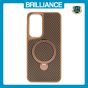 Brilliance LUX iPhone S25 Plus 360° Rotating Magnetic Metal Bracket Carbon Fiber Pattern Matte PC+TPU Phone case Gold
