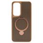 Brilliance LUX iPhone S24 Plus 360° Rotating Magnetic Metal Bracket Carbon Fiber Pattern Matte PC+TPU Phone case Gold