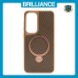 Brilliance LUX iPhone S24 Plus 360° Rotating Magnetic Metal Bracket Carbon Fiber Pattern Matte PC+TPU Phone case Gold