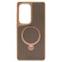 Brilliance LUX iPhone S25 Ultra 360° Rotating Magnetic Metal Bracket Carbon Fiber Pattern Matte PC+TPU Phone case Gold