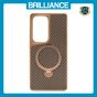 Brilliance LUX iPhone S25 Ultra 360° Rotating Magnetic Metal Bracket Carbon Fiber Pattern Matte PC+TPU Phone case Gold