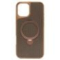 Brilliance LUX iPhone 16 Plus 360° Rotating Magnetic Metal Bracket Carbon Fiber Pattern Matte PC+TPU Phone case Gold