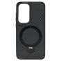 Brilliance LUX iPhone S25 360Â° Rotating Magnetic Metal Bracket Carbon Fiber Pattern Matte PC+TPU Phone case Black