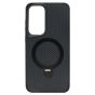 Brilliance LUX iPhone S24 plus 360° Rotating Magnetic Metal Bracket Carbon Fiber Pattern Matte PC+TPU Phone case Black
