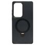 Brilliance LUX iPhone S25 ultra 360° Rotating Magnetic Metal Bracket Carbon Fiber Pattern Matte PC+TPU Phone case Black