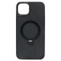 Brilliance LUX iPhone 15 Plus 360° Rotating Magnetic Metal Bracket Carbon Fiber Pattern Matte PC+TPU Phone case Black