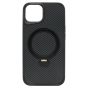 Brilliance LUX iPhone 15 360° Rotating Magnetic Metal Bracket Carbon Fiber Pattern Matte PC+TPU Phone case Black