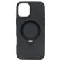 Brilliance LUX iPhone 16 Plus 360° Rotating Magnetic Metal Bracket Carbon Fiber Pattern Matte PC+TPU Phone case Black