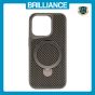 Brilliance LUX iPhone 15 Pro 360° Rotating Magnetic Metal Bracket Carbon Fiber Pattern Matte PC+TPU Phone case Grey