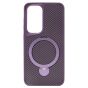 Brilliance LUX iPhone S25 360° Rotating Magnetic Metal Bracket Carbon Fiber Pattern Matte PC+TPU Phone case Purple