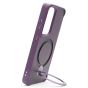 Brilliance LUX iPhone S25 360° Rotating Magnetic Metal Bracket Carbon Fiber Pattern Matte PC+TPU Phone case Purple