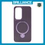 Brilliance LUX iPhone S25 360° Rotating Magnetic Metal Bracket Carbon Fiber Pattern Matte PC+TPU Phone case Purple