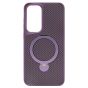 Brilliance LUX iPhone S24 plus 360° Rotating Magnetic Metal Bracket Carbon Fiber Pattern Matte PC+TPU Phone case Purple