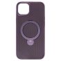 Brilliance LUX iPhone 15 Plus 360° Rotating Magnetic Metal Bracket Carbon Fiber Pattern Matte PC+TPU Phone case Purple