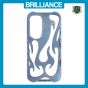 Brilliance LUX iPhone 16E Flame Design Soft TPU Chrome-Plated Openwork Phone Case Blue