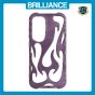 Brilliance LUX iPhone 16E Flame Design Soft TPU Chrome-Plated Openwork Phone Case Purple