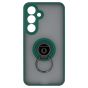 Brilliance LUX Samsung S25 Hybrid Shell Anti-shock Ring Kickstand TPU Matte Case Dark Green
