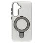Brilliance LUX Samsung S25 Glitter Sparkle Magnetic Clear TPU + Acrylic with Kickstand Phone Case White