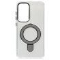 Brilliance LUX Samsung S25 FE Glitter Sparkle Magnetic Clear TPU + Acrylic with Kickstand Phone Case White