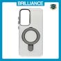 Brilliance LUX Samsung S25 FE Glitter Sparkle Magnetic Clear TPU + Acrylic with Kickstand Phone Case White