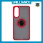 Brilliance LUX Samsung S25 Edge Hybrid Shell Anti-shock Ring Kickstand TPU Matte Case Red