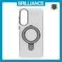 Brilliance LUX Samsung S25 Edge Glitter Sparkle Magnetic Clear TPU + Acrylic with Kickstand Phone Case White
