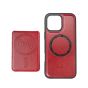 TRUSMI iPhone 14 Plus Magnetic Cowhide Leather Case with Card Slot Wallet Red