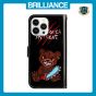 Brilliance LUX iPhone 15 Pro Max Flip PU Leather Wallet 3D Print Bear with Wrist Strap Case