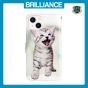 Brilliance LUX iPhone 15 Flip PU Leather Wallet 3D Print Cat with Wrist Strap Case