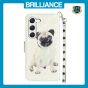 Brilliance LUX Samsung S24 Plus Flip PU Leather Wallet 3D Print Dog with Wrist Strap Case