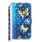 Brilliance LUX iPhone 11 Flip PU Leather Wallet 3D Print Butterfly with Wrist Strap Case Blue