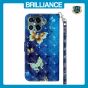 Brilliance LUX iPhone 12 Pro Max Flip PU Leather Wallet 3D Print Butterfly with Wrist Strap Case Blue