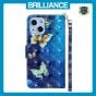 Brilliance LUX iPhone 15 Plus Flip PU Leather Wallet 3D Print Butterfly with Wrist Strap Case Blue