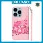 Brilliance LUX iPhone 14 Pro Max Flip PU Leather Wallet 3D Print Pink Bear with Wrist Strap Case