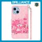 Brilliance LUX iPhone 15 Flip PU Leather Wallet 3D Print Pink Bear with Wrist Strap Case