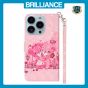 Brilliance LUX iPhone 15 Pro Max Flip PU Leather Wallet 3D Print Pink Bear with Wrist Strap Case