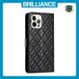 Brilliance LUX iPhone 12 Pro Max Flip PU Leather Wallet 3D Print Rhombus Case Black